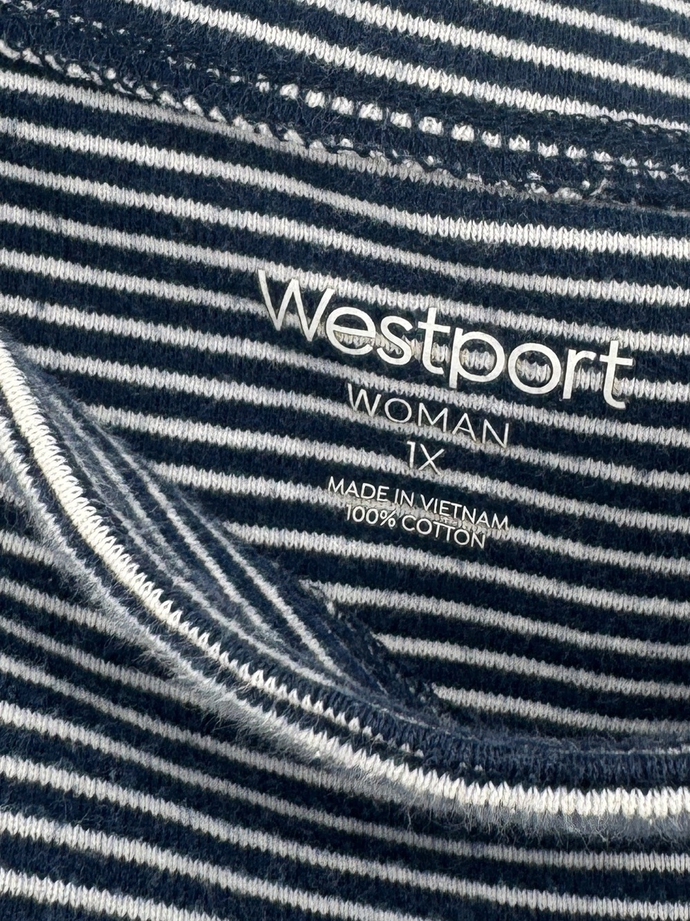 Westport Navy and White Striped Short-Sleeve Top - Picture 3 of 3
